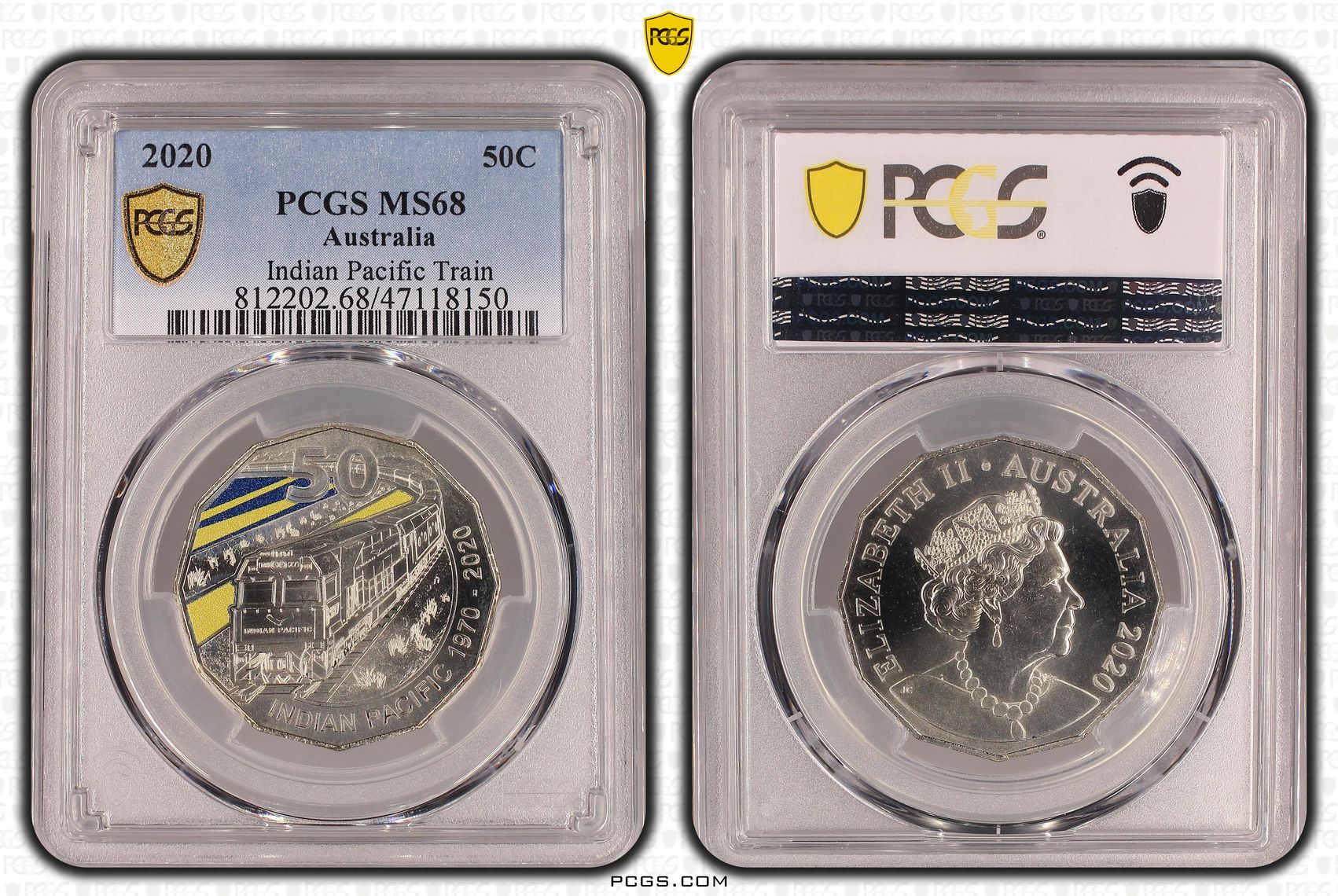 Indian Pacific Train , Fifty Cent, 2020, PCGS MS68