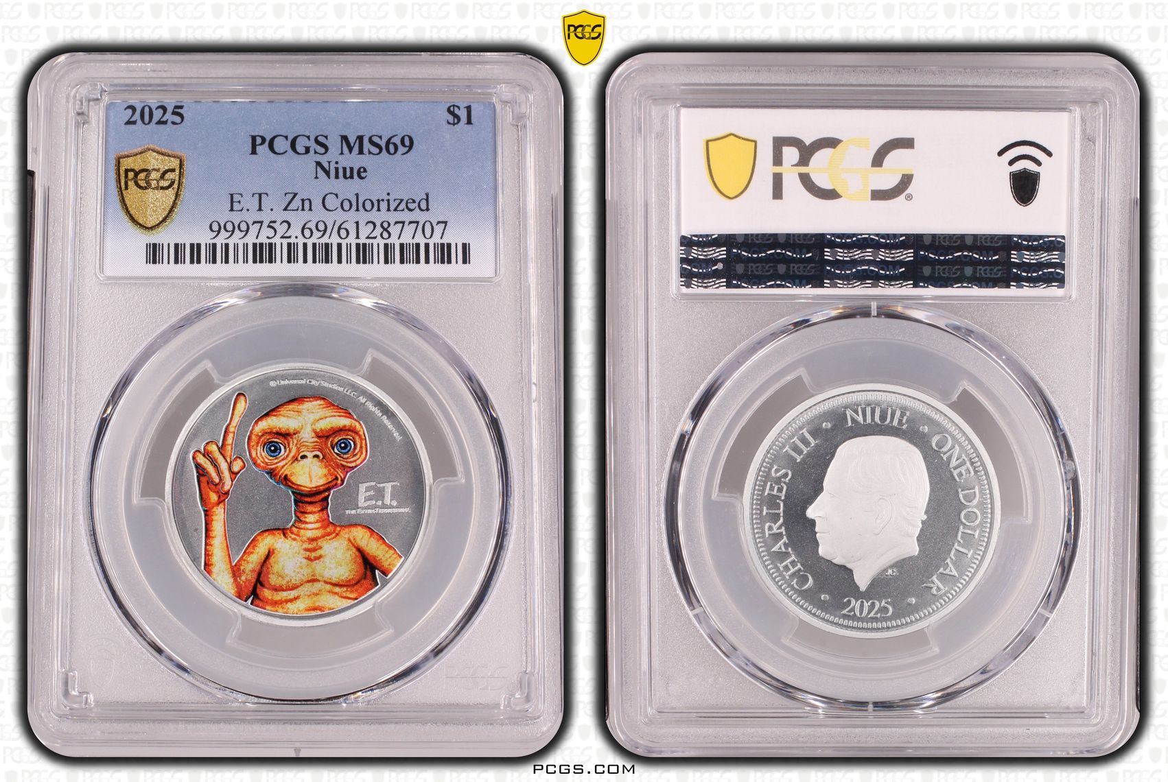 Niue, E.T. Zn Colourised, One Dollar, 2025, PCGS MS69