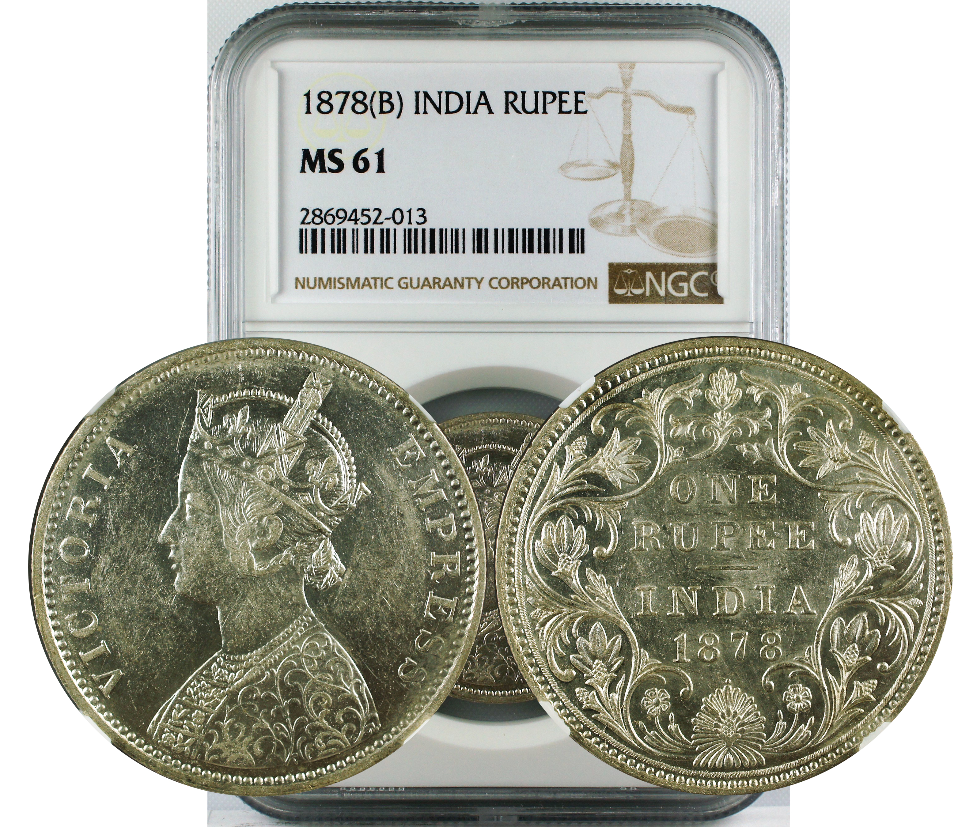 1878 B INDIA RUPEE MS61
