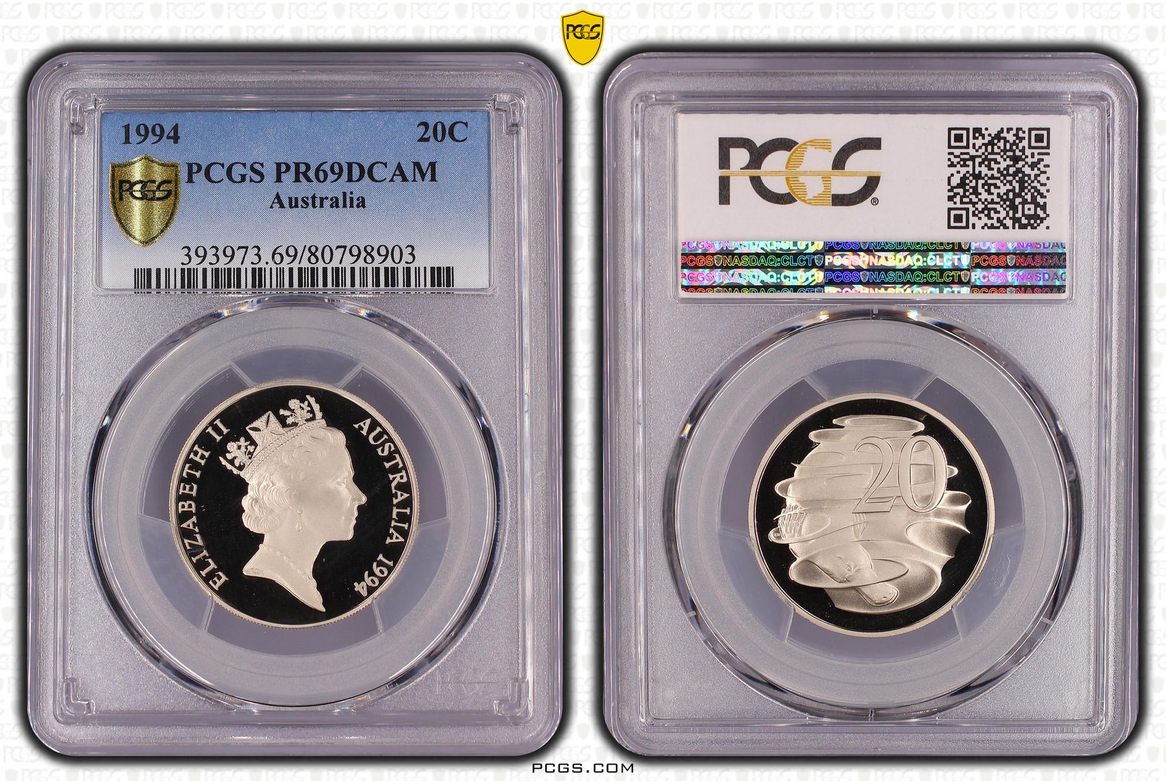 Elizabeth II, Twenty Cent, 1994, PCGS PR69DCAM