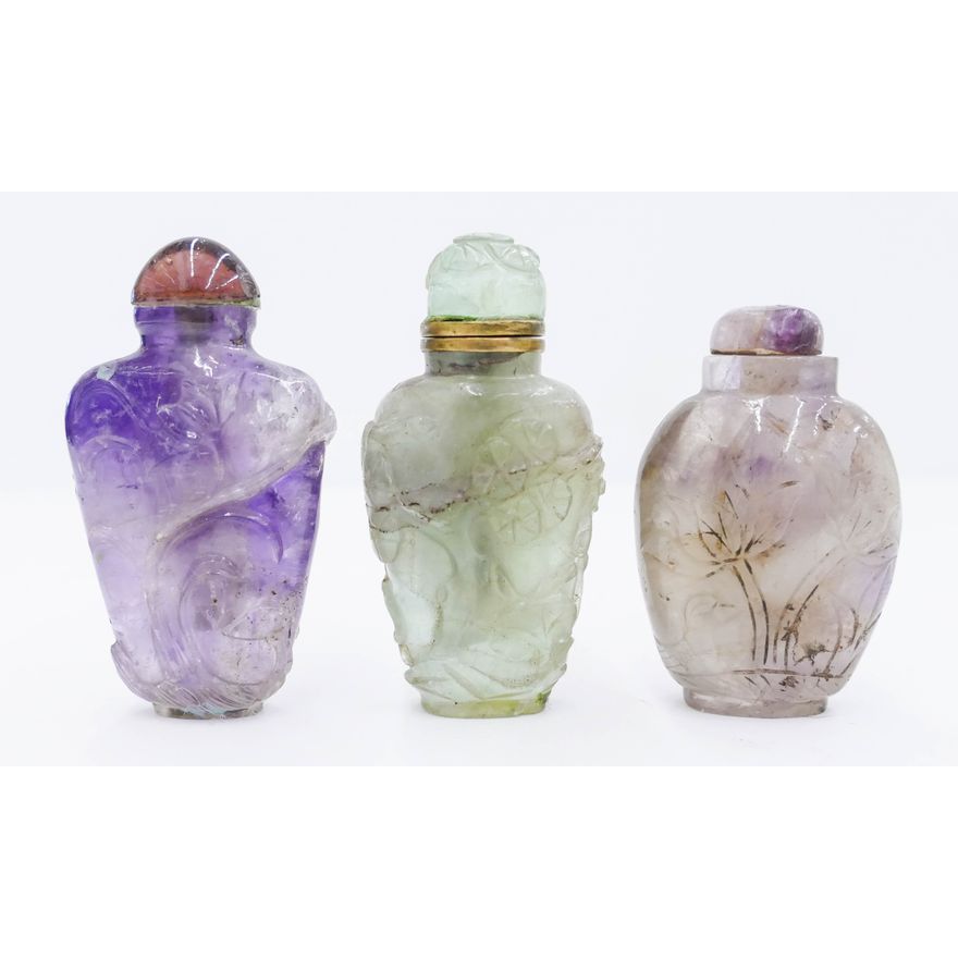 3pc Chinese Qing Quartz Snuff Bottles