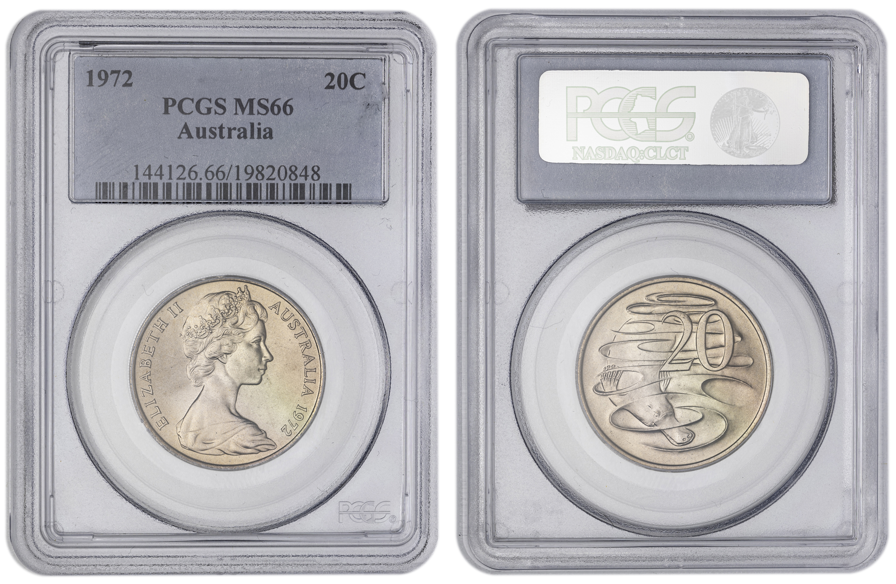 , Twenty Cent, 1972, PCGS MS66