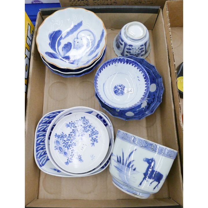 Box Old Japanese B&W Dishes