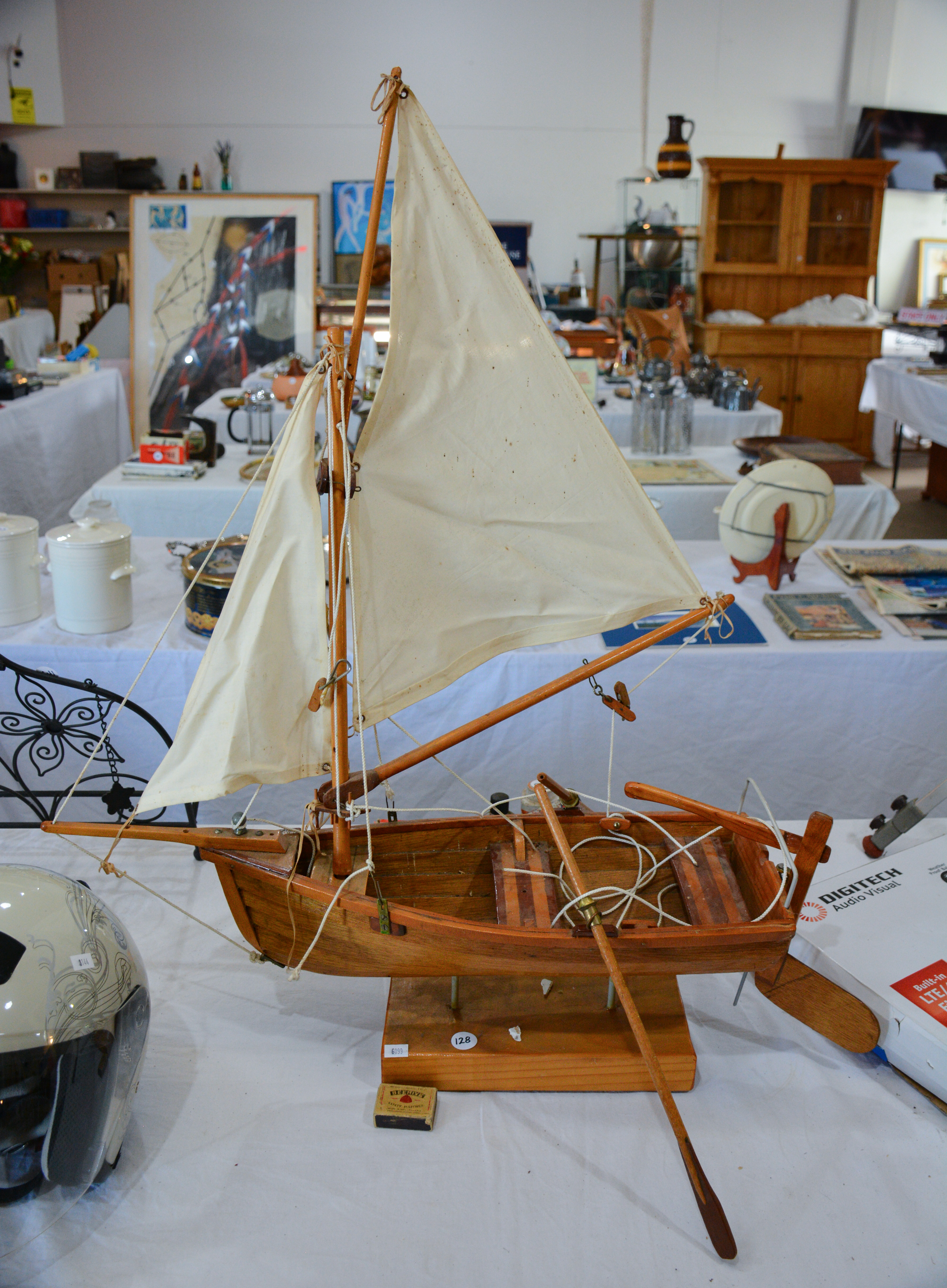 Wooden Sailship Model on Stand — sold at auction in New Zealand for $55