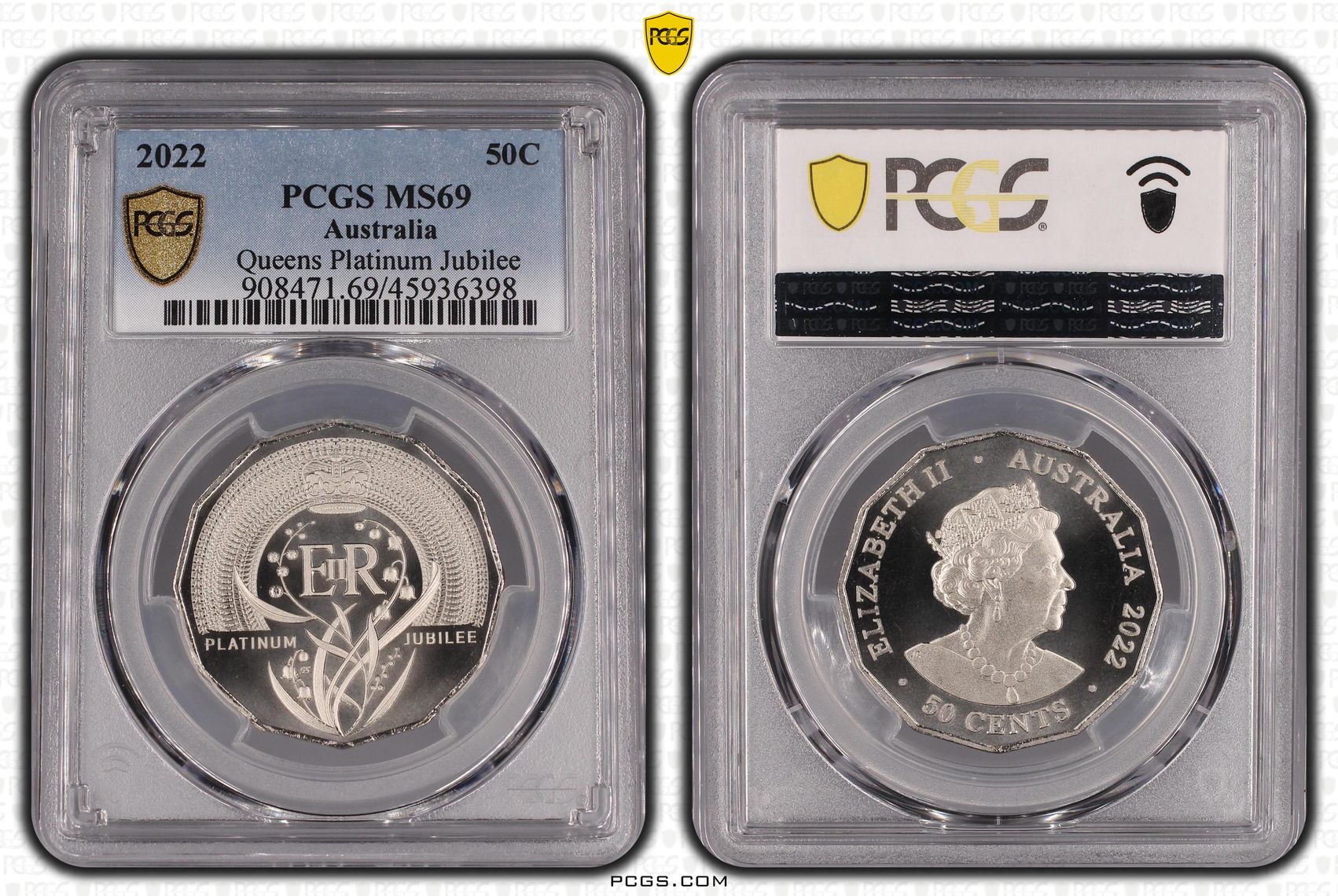 Elizabeth II Platinum Jubilee, Fifty Cent, 2022, PCGS MS69