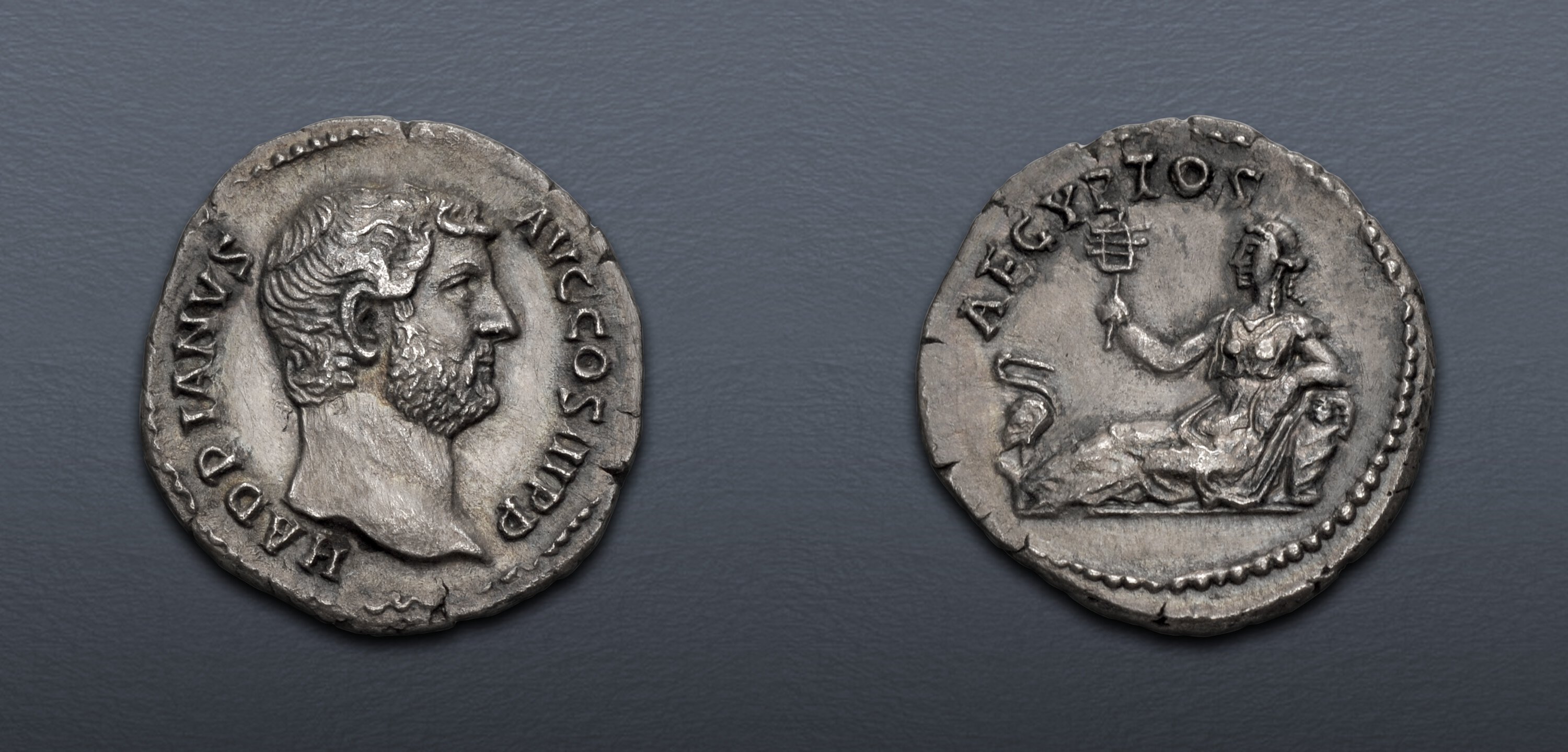 Hadrian. AD 117-138. AR Denarius (18mm, 2.89 g, 7h). “Travel series ...