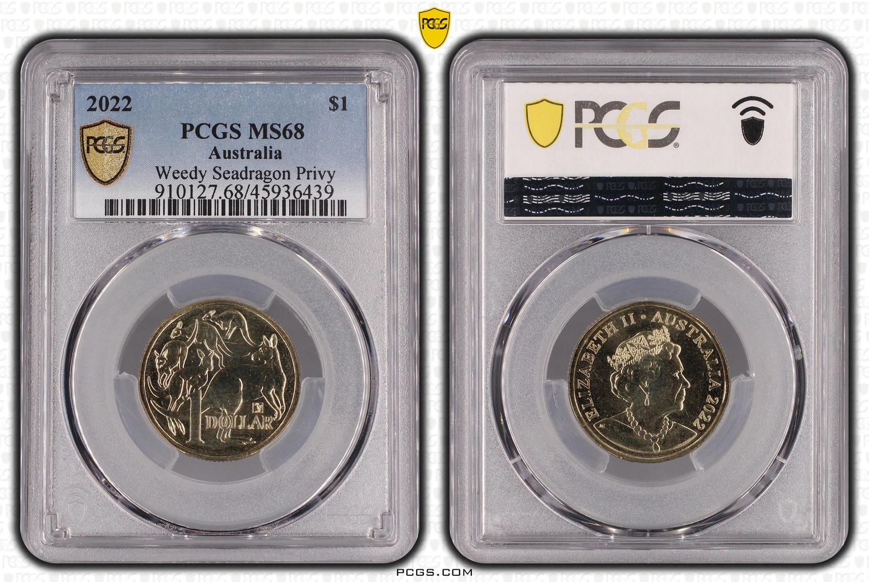 2022 Australia One Dollar, $1 Weedy Seadragon Privy PCGS - MS68 -439