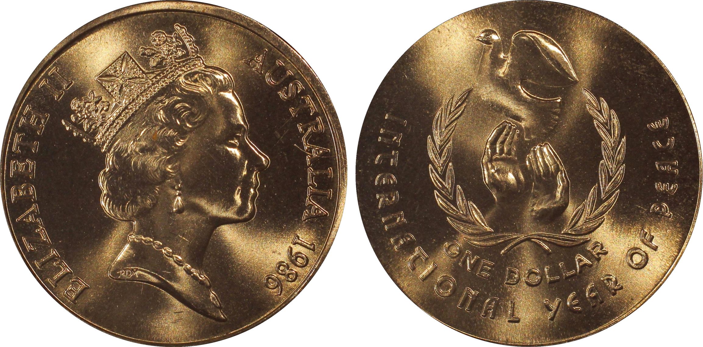 Peace , One Dollar, 1986, PCGS MS67