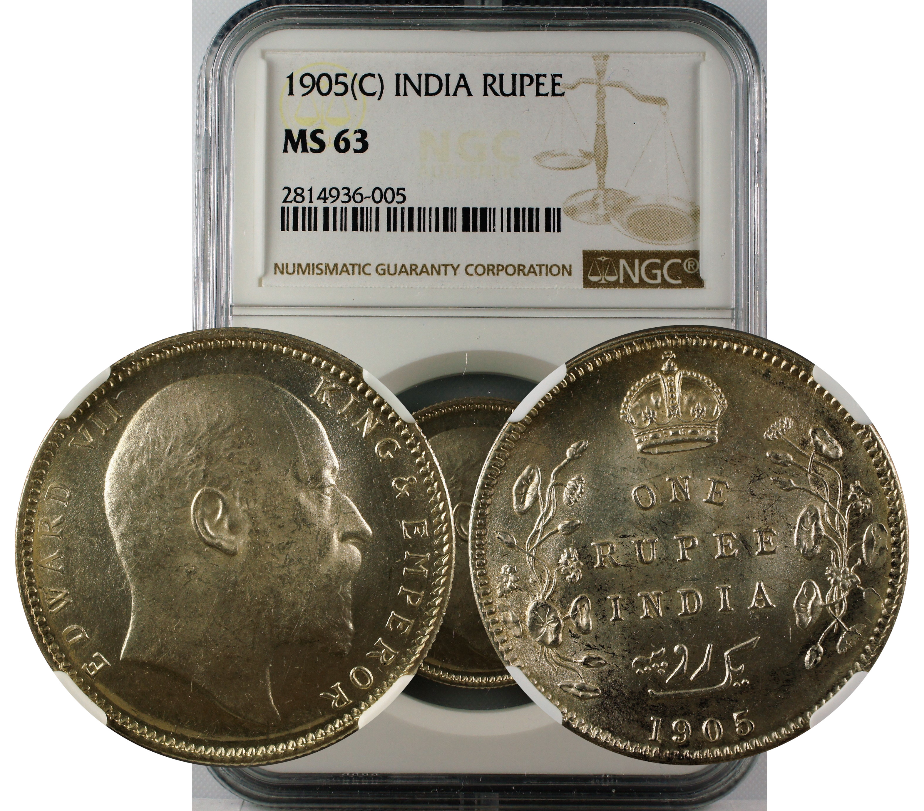 1905 C INDIA RUPEE MS63