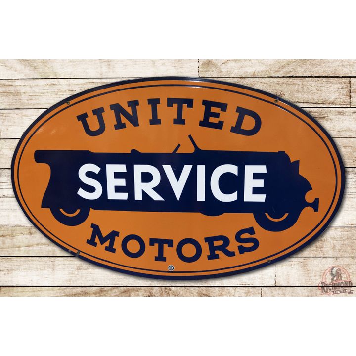 United Motors Service Double Sided Porcelain Sign TAC 9.5