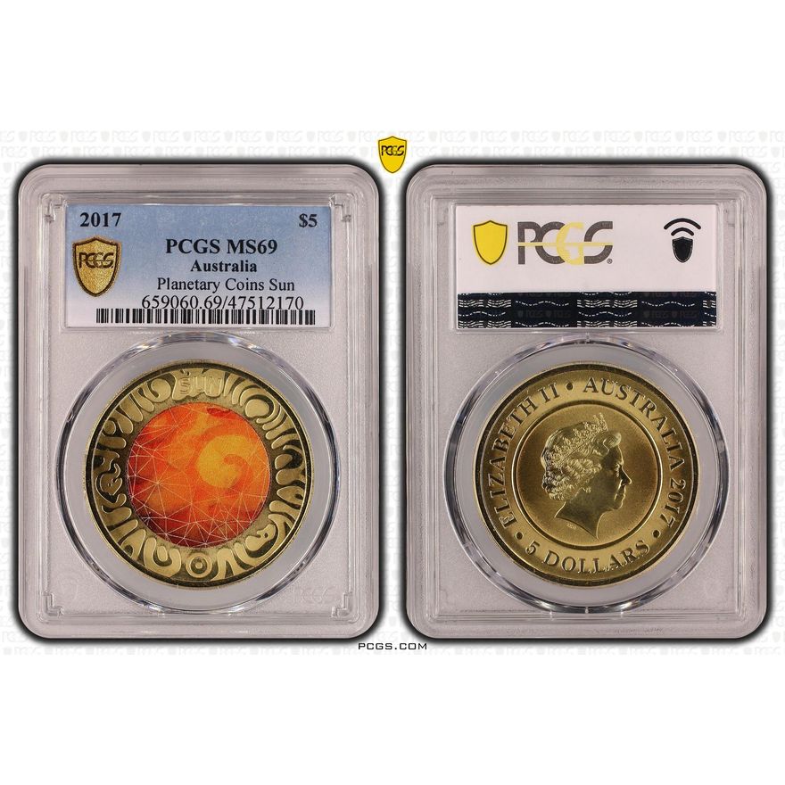 Planetary Coins Sun, Five Dollar, 2017, PCGS MS 69