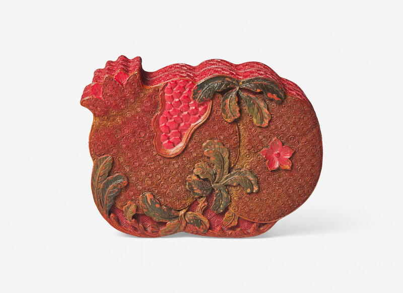 A Chinese Polychromed Cinnabar Lacquer 'Pomegranates' Covered Box