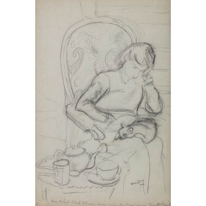 Henryk Hayden | Kobieta z kotem na kolanach, 1946 r.