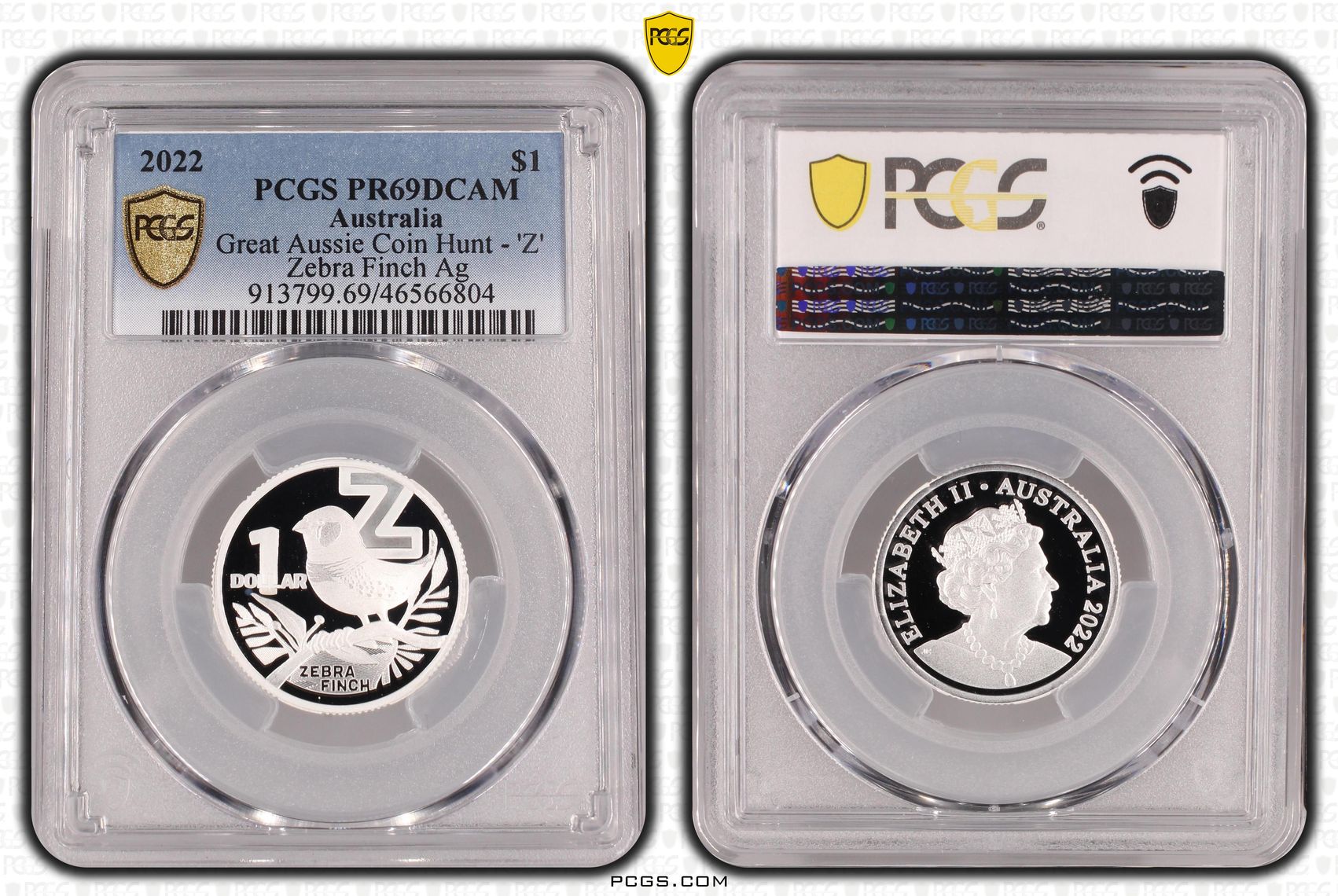 Great Aussie Coin Hunt - 'Z' Zebra Finch Silver, One Dollar, 2022, PCGS PR69DCAM