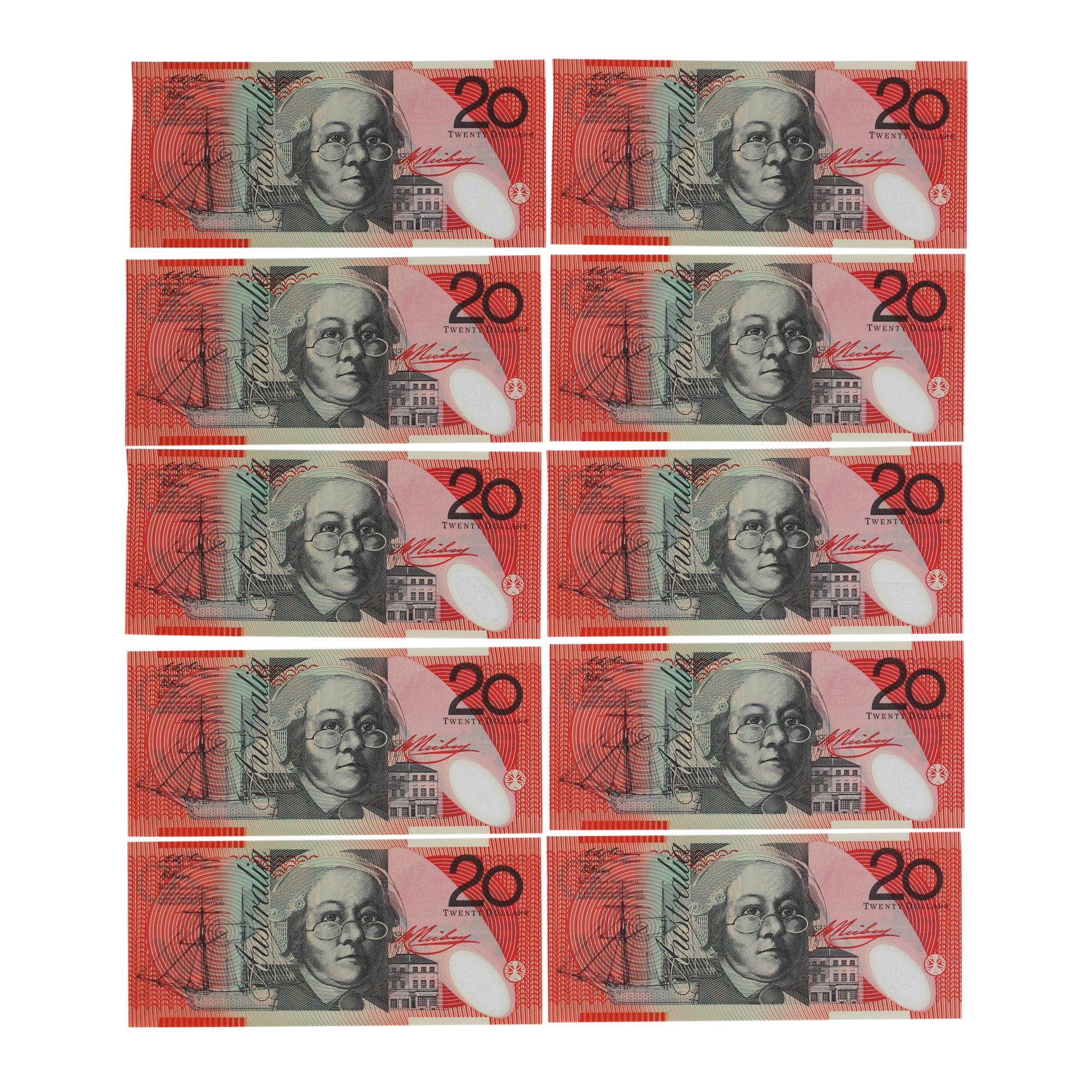 2316. · Consecutive Run, Fraser/Evans, Twenty Dollars, 1996, UNC