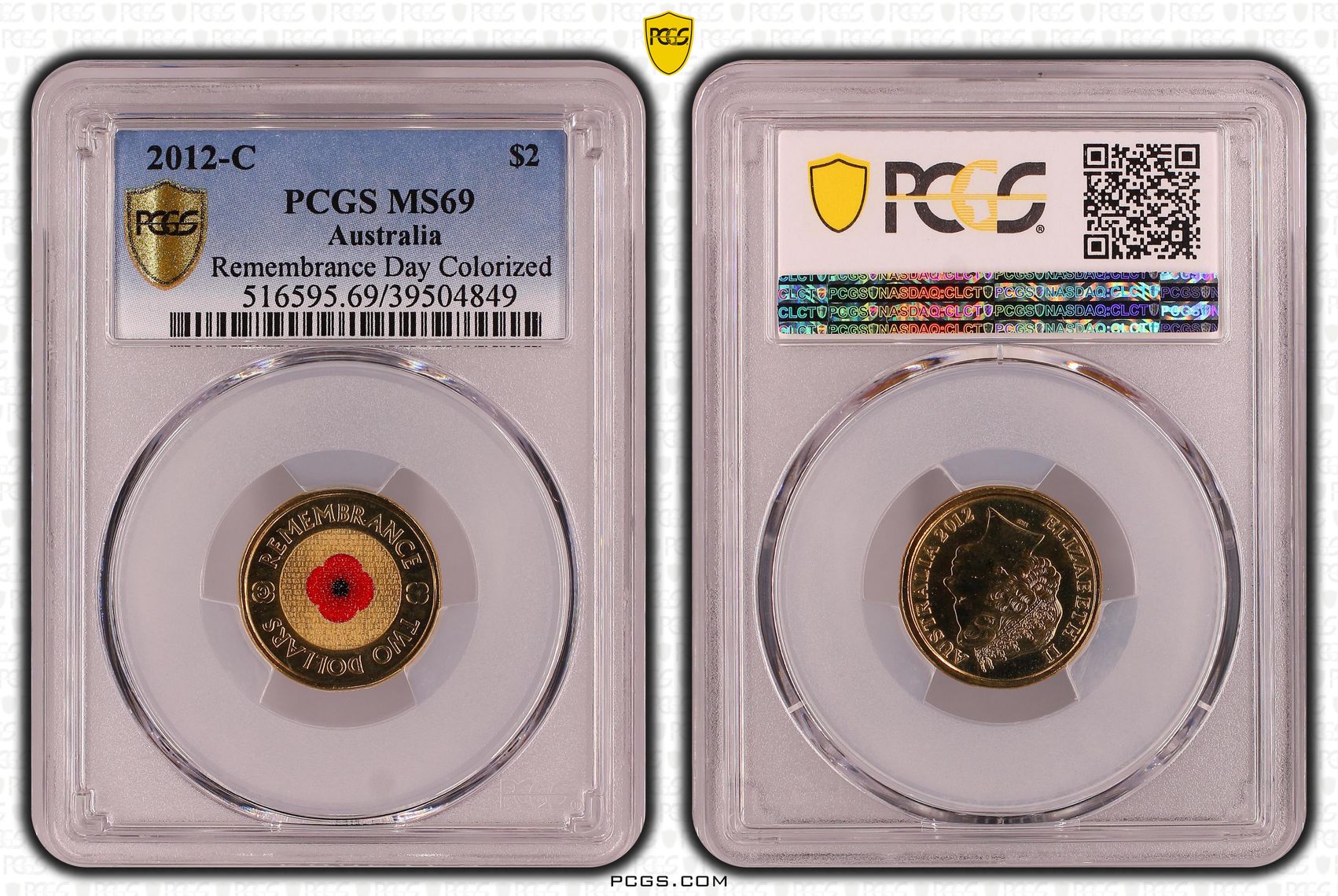 Remembrance Day Red Poppy, Two Dollar, 2012-C, PCGS MS69