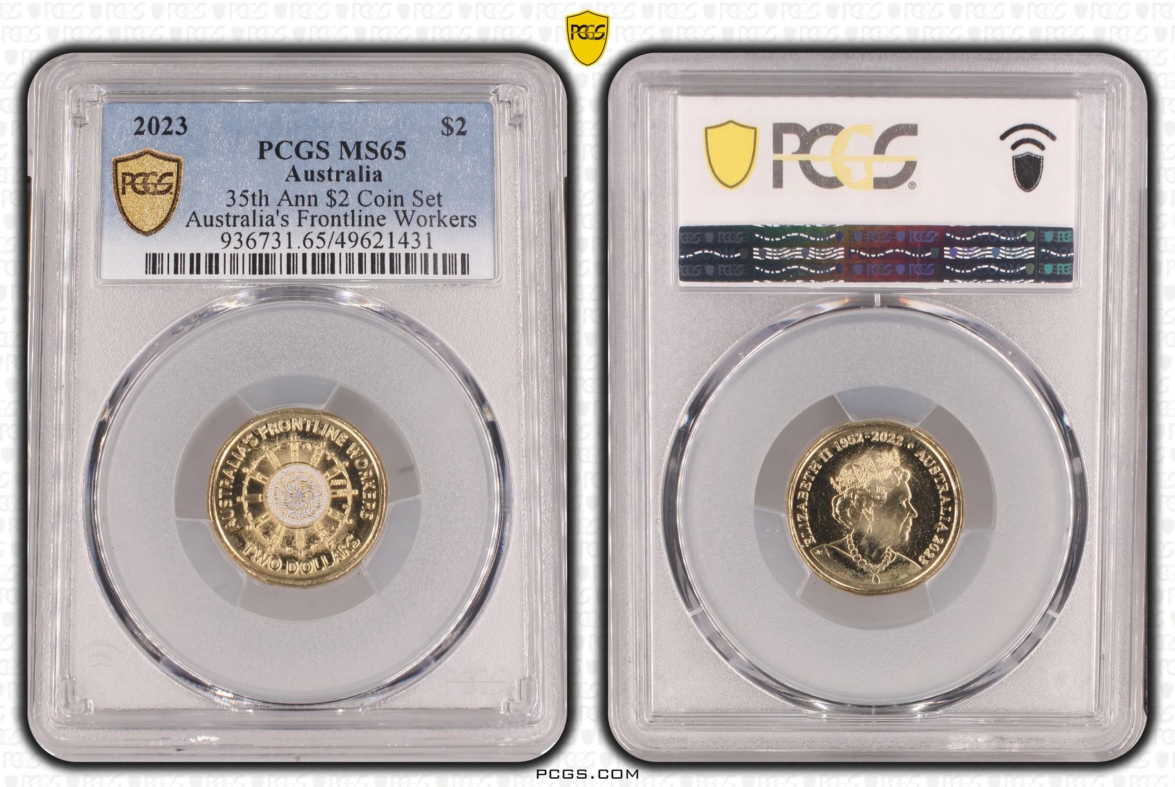35th Ann $2 Coin Set Colorized - Australia's Frontline Worke , Two Dollar, 2023, PCGS MS65