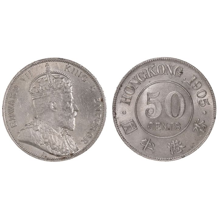 Hong Kong, Edward VII, Fifty Cents, 1905,  UNC