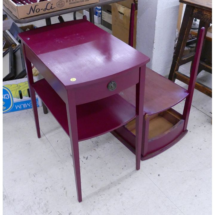 Pair Painted Small End Tables- 8x14x21 (1 As Is)