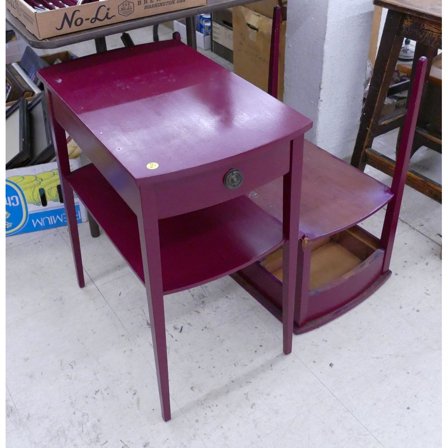 Pair Painted Small End Tables- 8x14x21 (1 As Is)