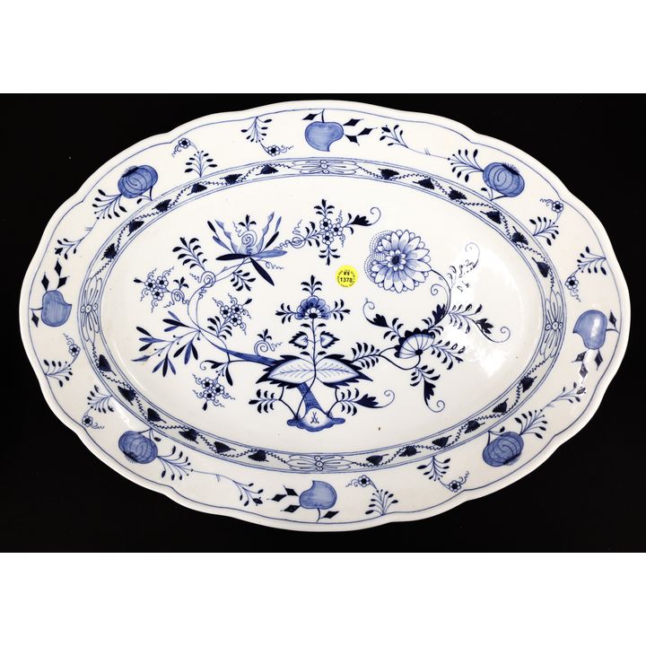 Meissen Blue Onion Porcelain Oval Platter 19''