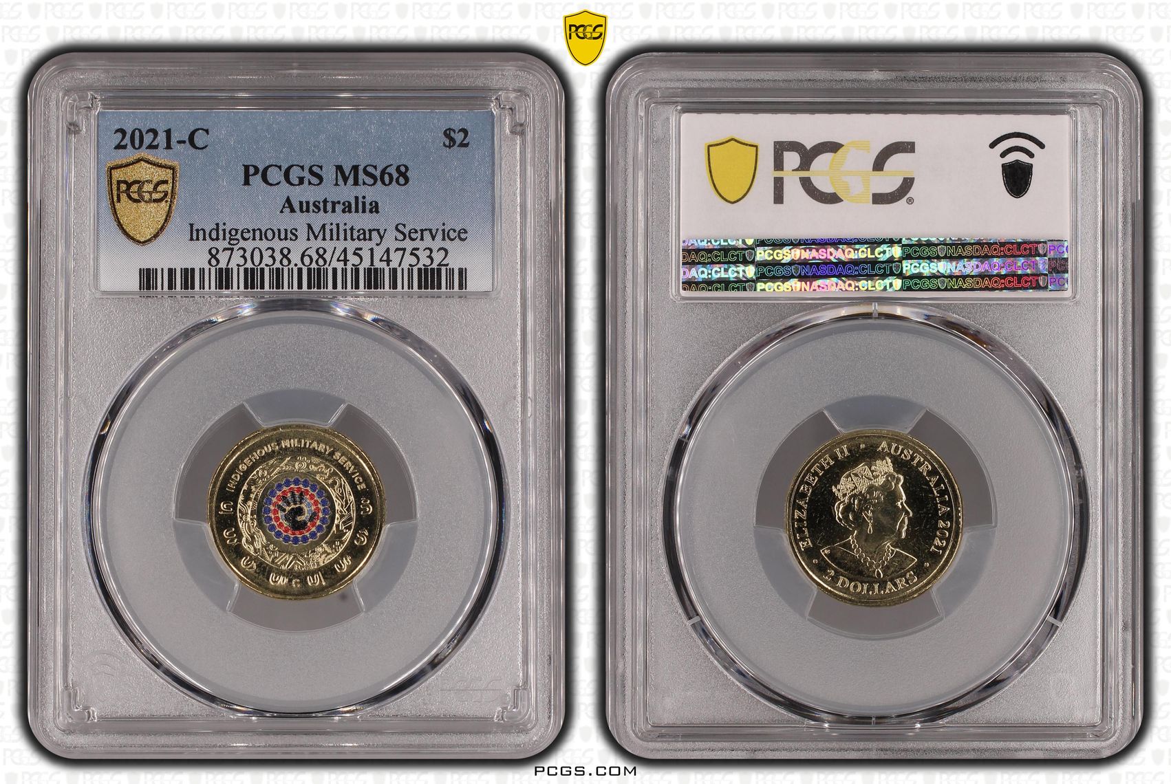 2021-C Australia Two Dollar, $2 Indigenous Military Service PCGS - MS68 -532