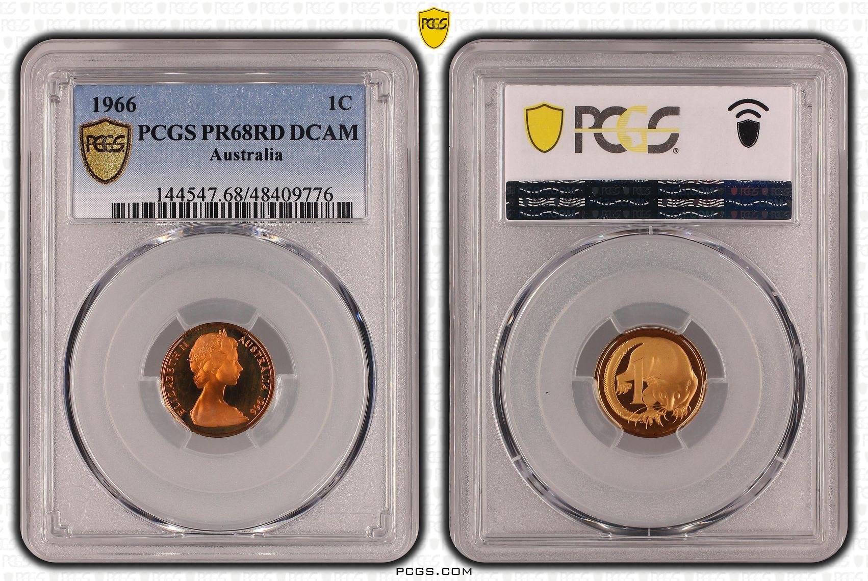 Elizabeth II, One Cent, 1966, PCGS PR68DCAM
