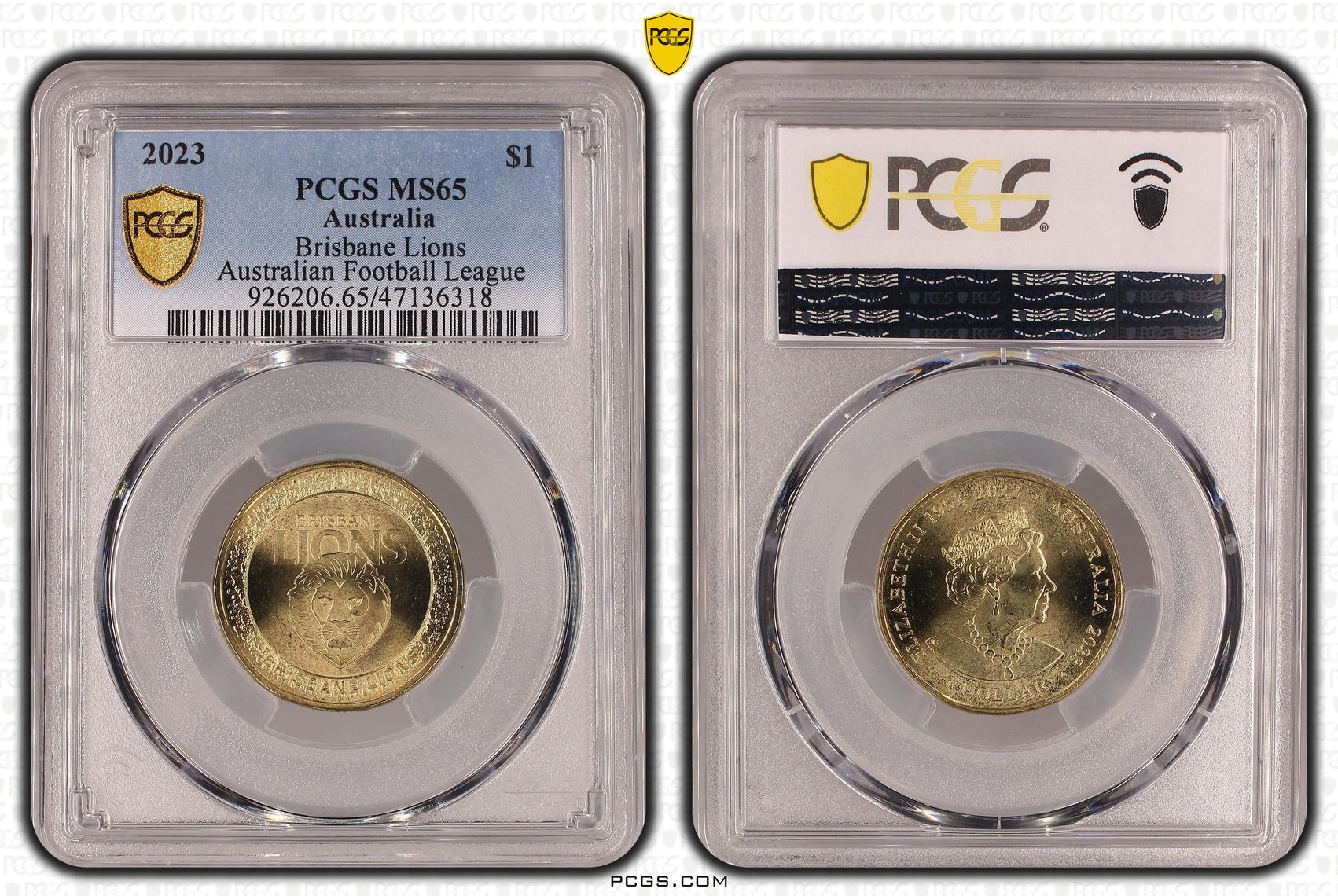Elizabeth II, AFL - Brisbane Lions , One Dollar, 2023, PCGS MS65