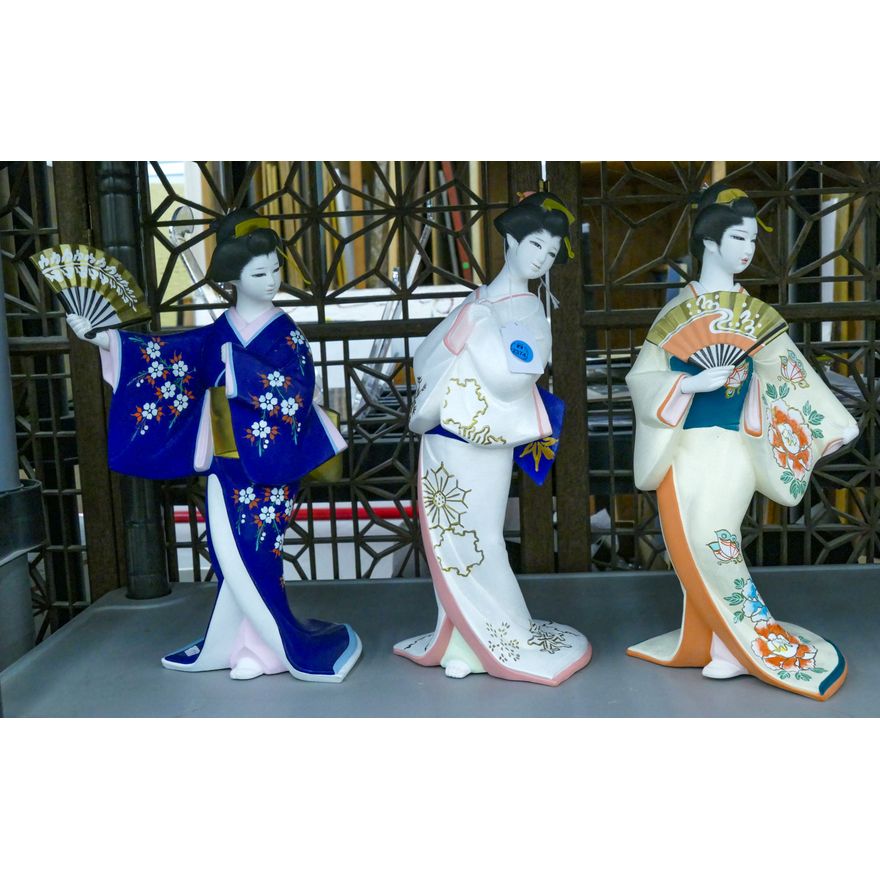 3pc The Maidens of Shiki Ori Ori Bisque Geisha Dolls 14''