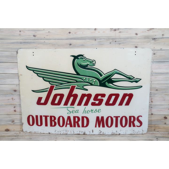 Johnson Outboard Motors & Sea Horse Double Sided Metal Sign TAC 7.5 & 5