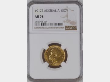 1917 GEORGE V SYDNEY MINT GOLD SOVEREIGN AU58