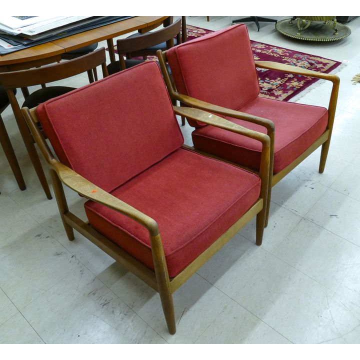 Pair Folke Ohlsson for Dux Swedish Mid Century Lounge Chairs
