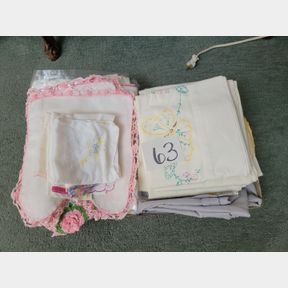 Assorted handsewn linens, handkerchiefs and other