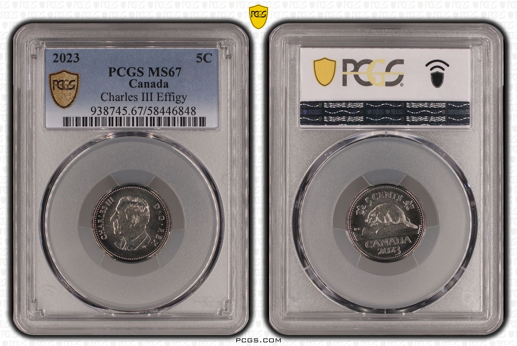 Canada, Charles III, Charles III Effigy, Five Cent, 2023, PCGS MS67