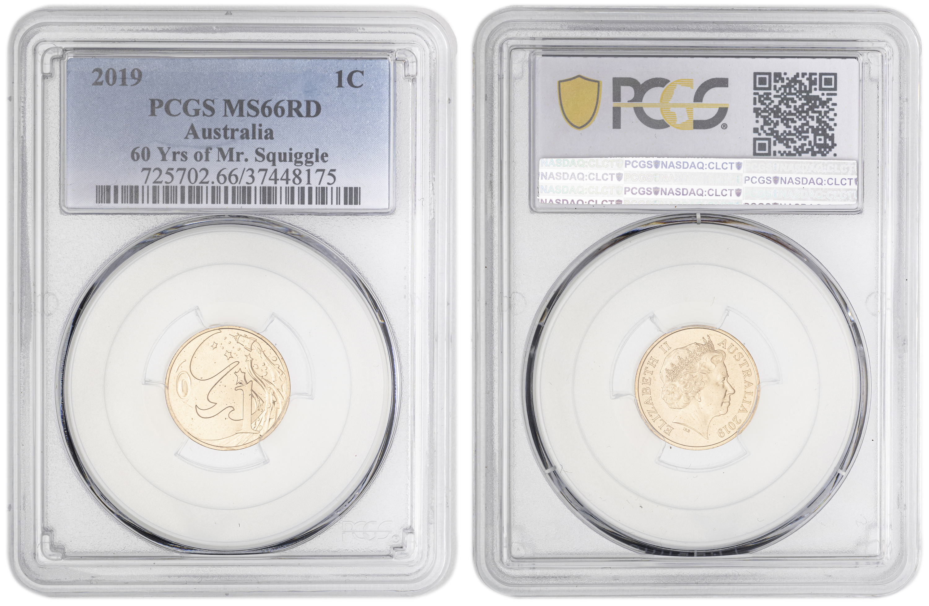 60 Yrs of Mr. Squiggle, One Cent, 2019, PCGS MS66RD