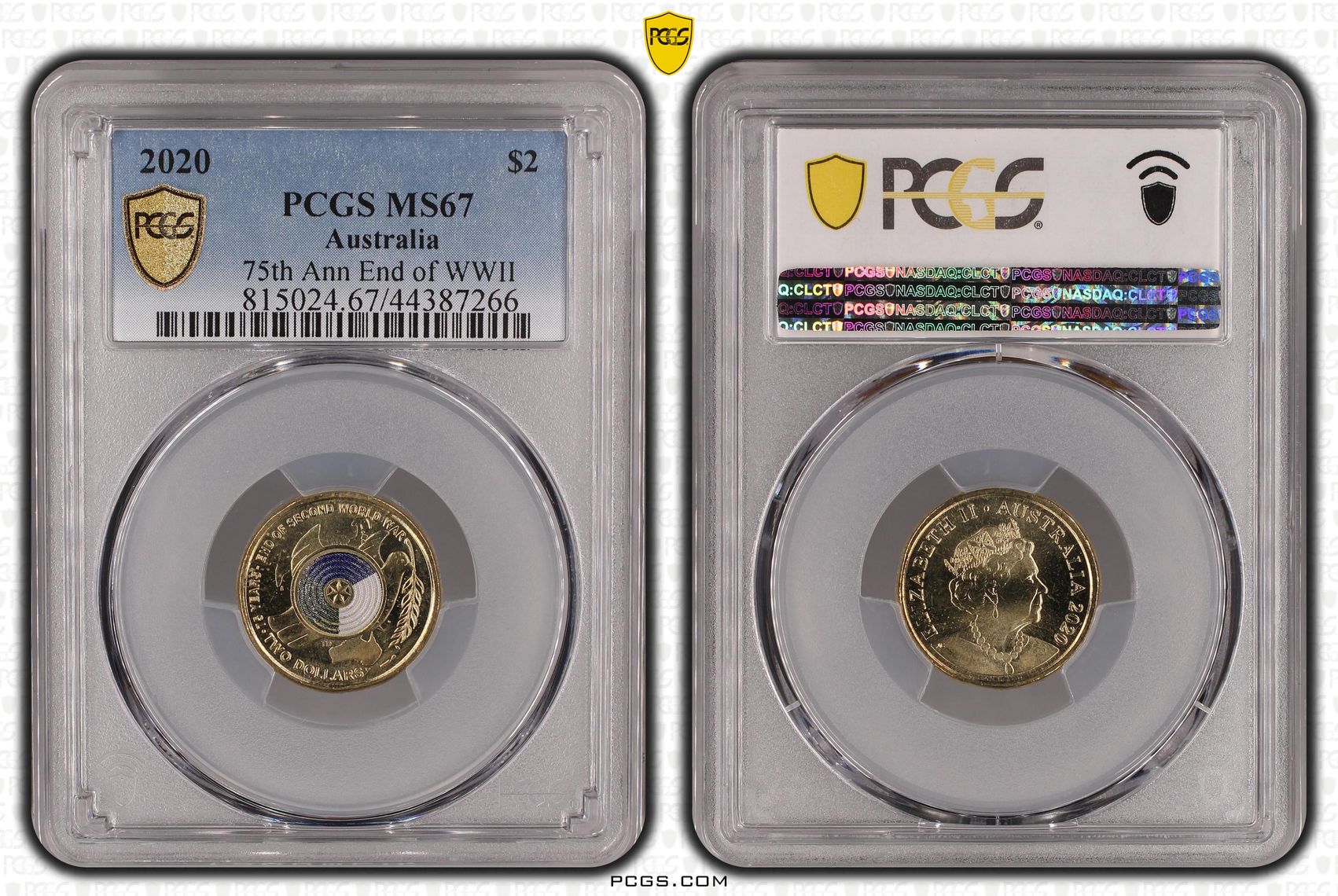2020 Australia Two Dollar, $2 75th Ann End of WWII PCGS - MS67 -266
