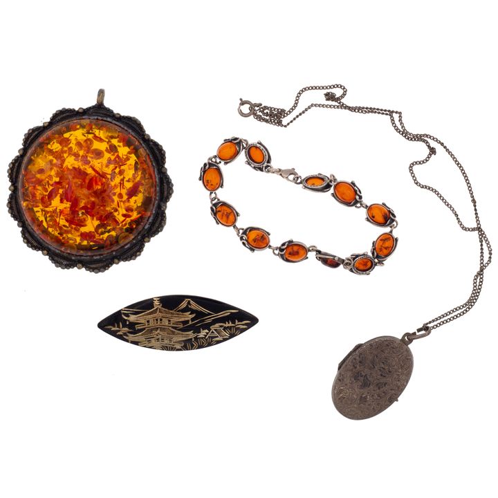 Europe, Silver & Amber Bracelet VGC