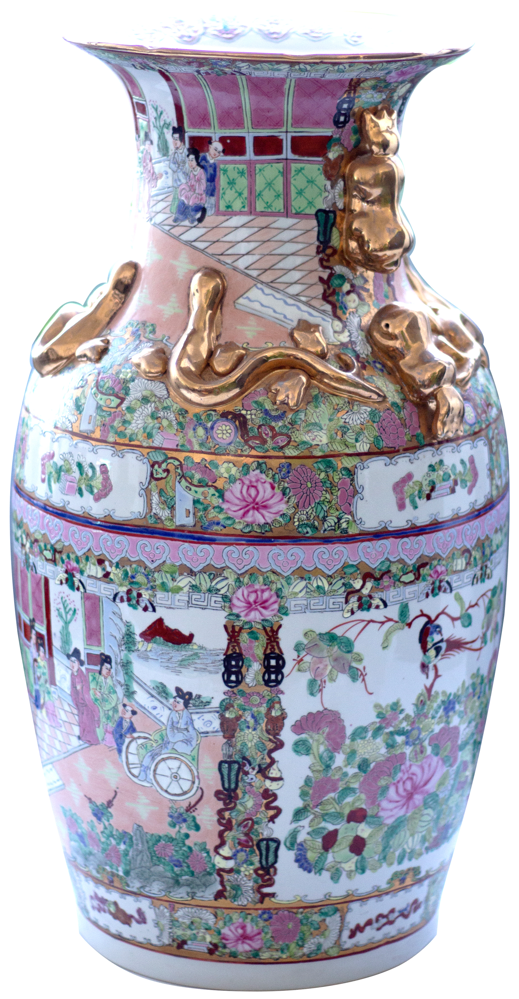 291 · China, Empire, Qing Dynasty, Rose Famille Baluster Vase, c.1900, VGC