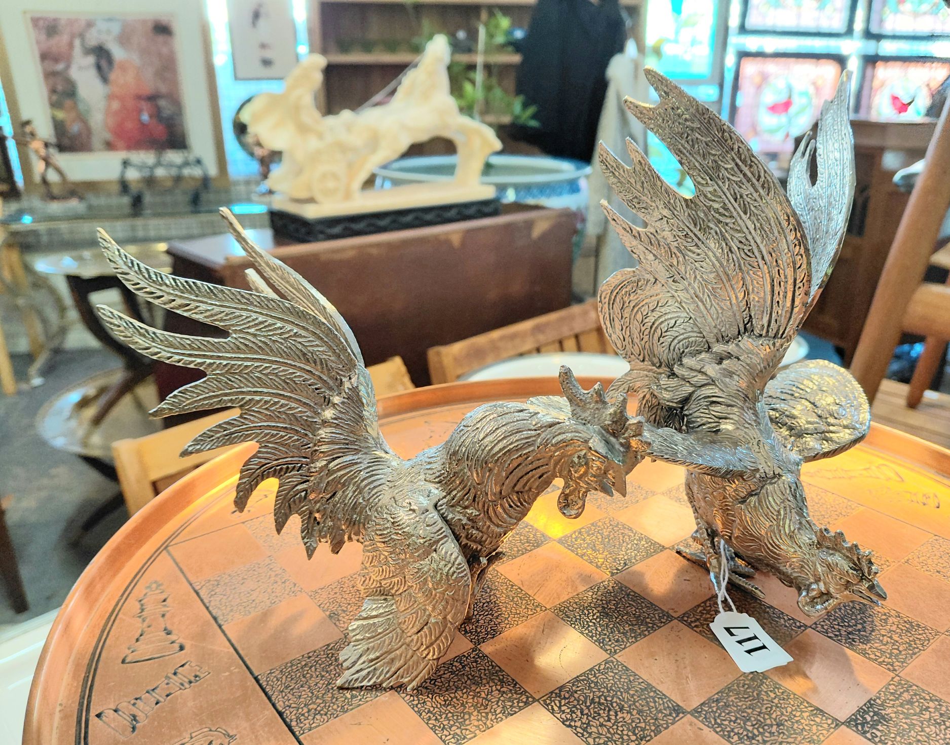 Pair Of Fighting Cockerels