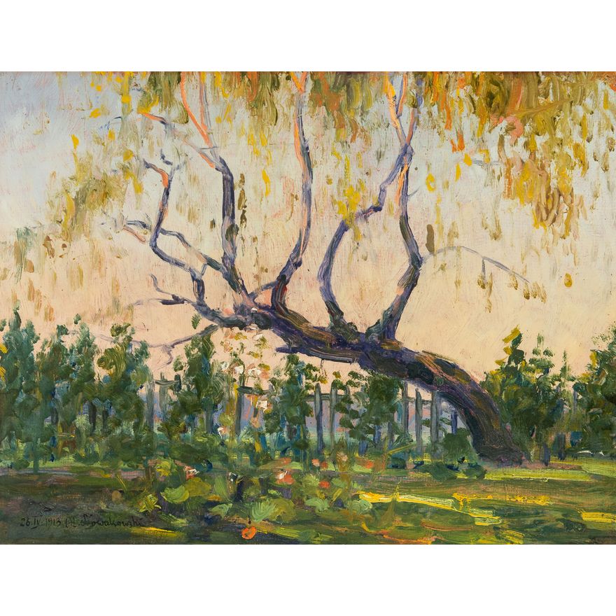 Oleksa Nowakiwskij | Pejzaż z drzewem, 1913 r.