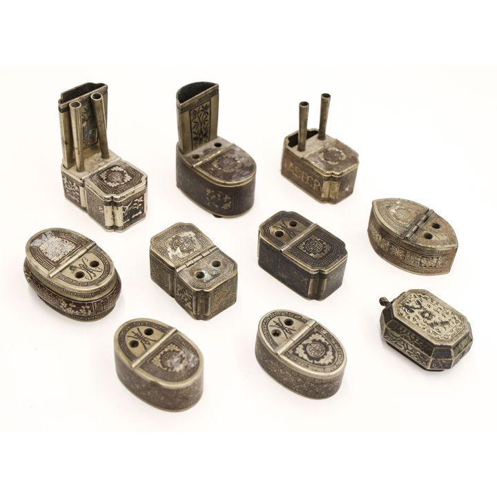 10pc Chinese Qing Baitong Paktong Inkwells