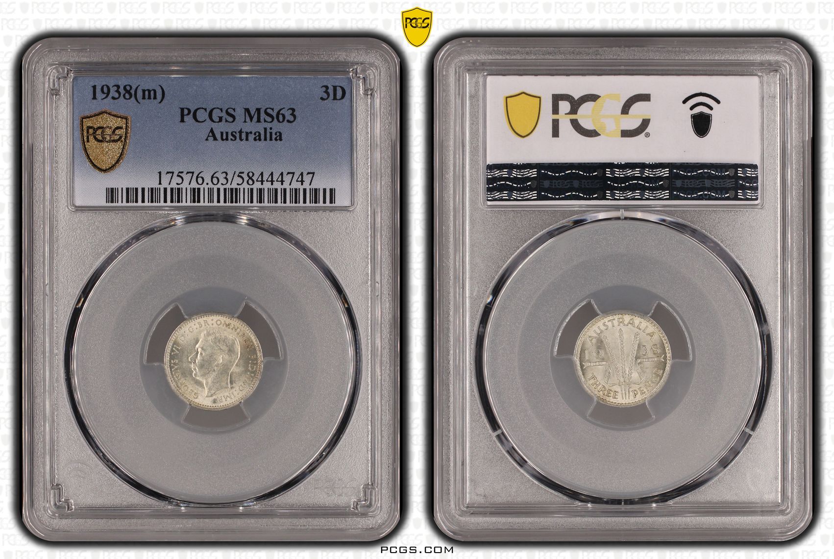 222 · Threepence, 1938(m), PCGS MS63