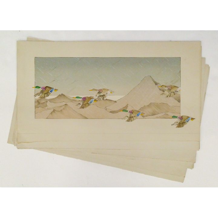 9pc Kent Lovelace ''Slow Ducks'' Print 17''x30.5'' Sheets.