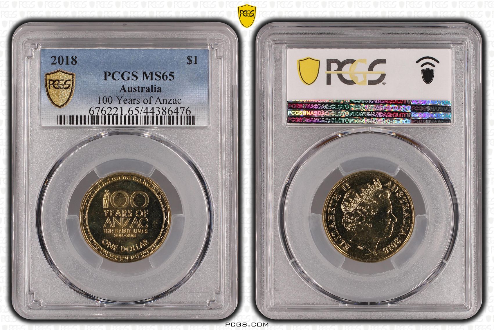 100 Years of Anzac, One Dollar, 2018, PCGS MS65