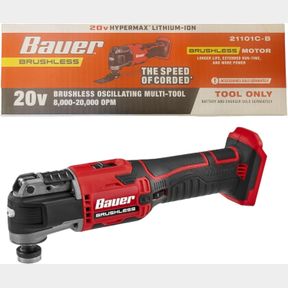 20V BRUSHLESS CORDLESS VARIABLE-SPEED OSCILLATING MULTI-TOOL COMPATIBLE WITH BAUER - AND BATTERY , RED AND BLACK