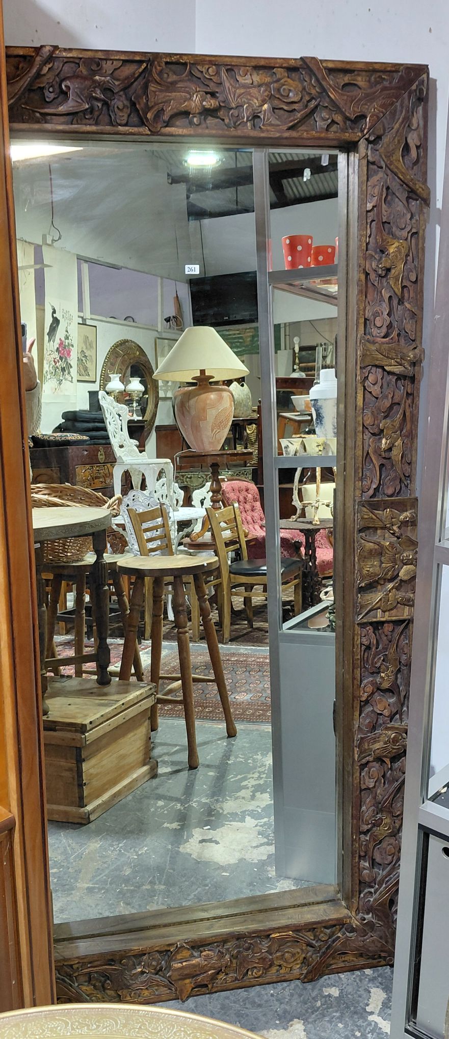 261 · A LARGE CHINESE WALL MIRROR