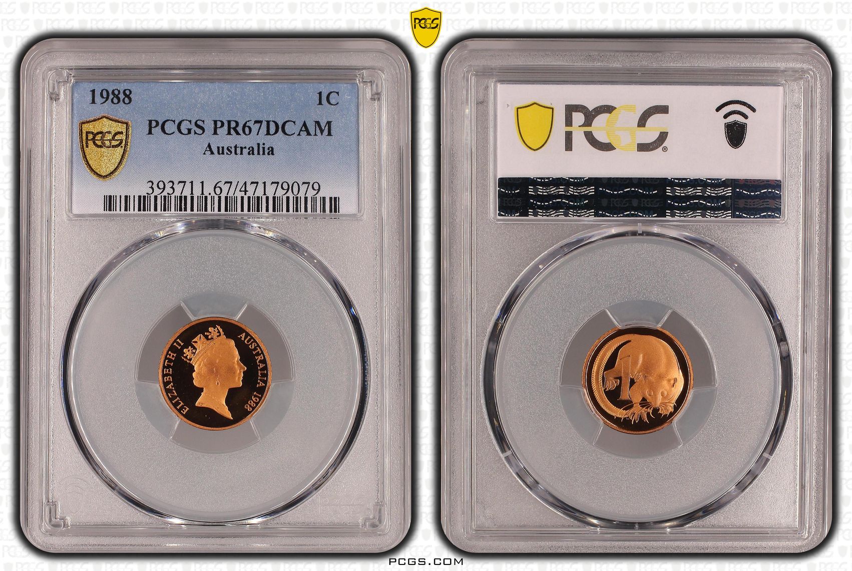 Elizabeth II, One Cent, 1988, PCGS PR67DCAM