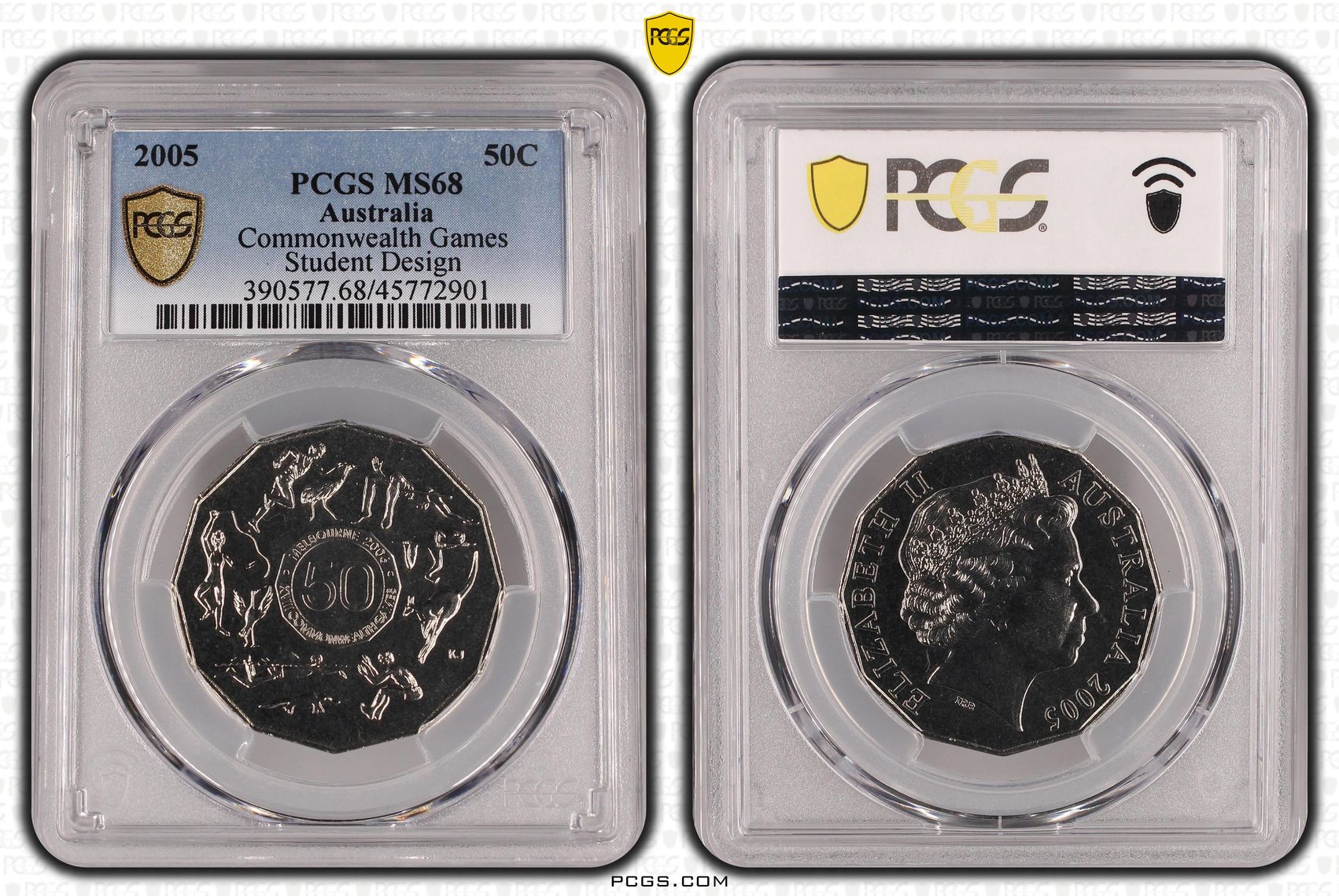 Commonwealth Games Student Design, Fifty Cent, 2005, PCGS MS68