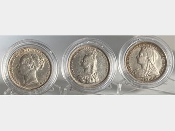 1883, 1887 & 1896 VICTORIA SILVER SHILLINGS (YOUNG, JUBILEE AND WIDOW HEADS)