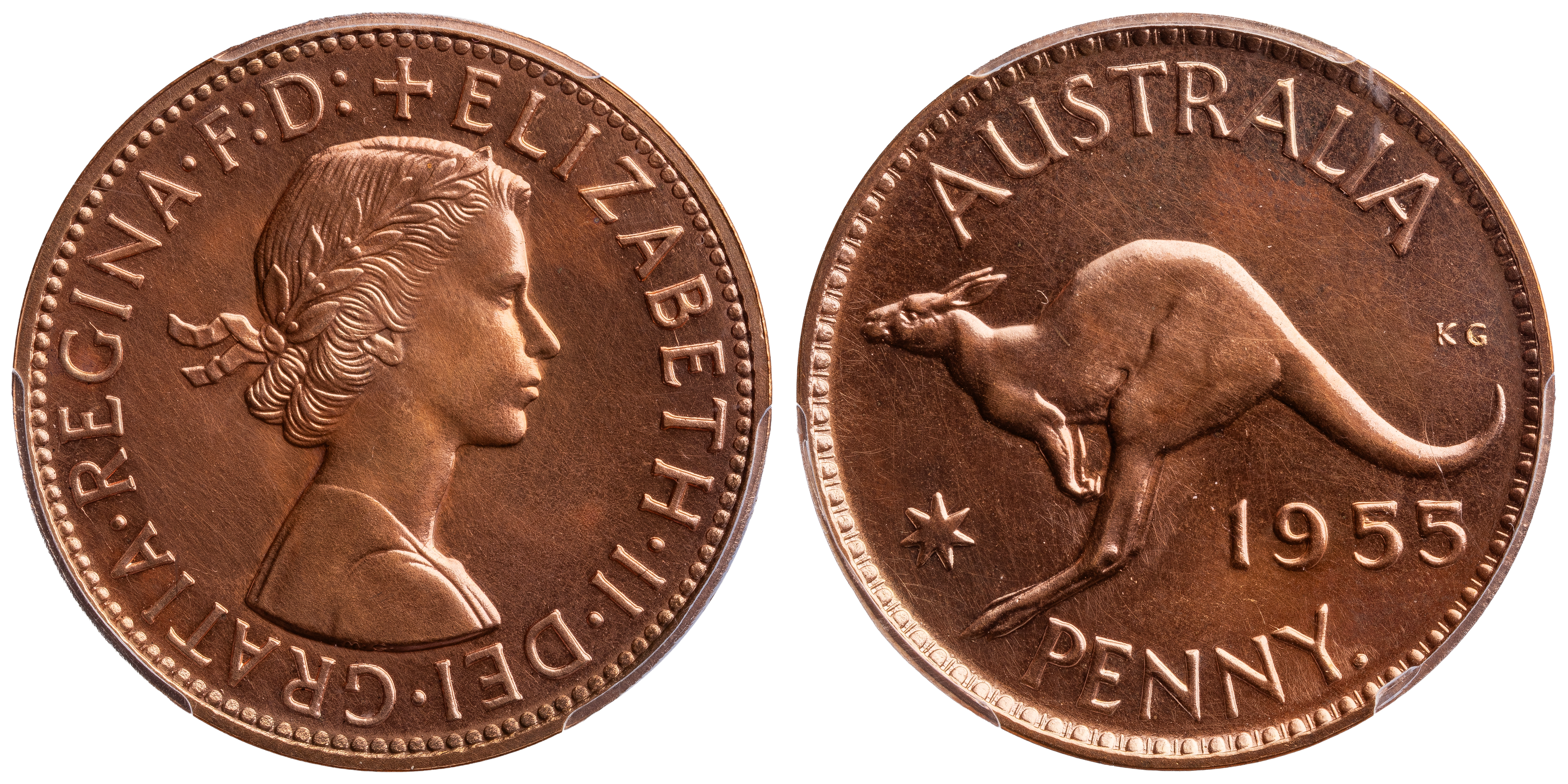 Elizabeth II, Y., Penny, 1955, PCGS PR63RD